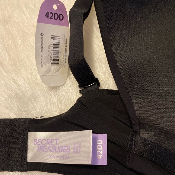 Secret Treasures Bra Womens Size 42DD Black Wireless Thin Padding Back Closure - Picture 7 of 7